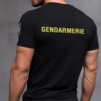 T-shirt gendarmerie Cooldry OPEX marquage jaune/mobil 019 NOIR by ADAROM