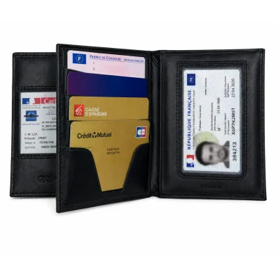 Porte Carte horizontal 3 Volets nouvelle carte Noir - GK Pro