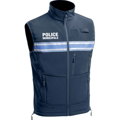 Gilet Softshell sans manches Police Municipale P.M. ONE Bleu Marine Foncé